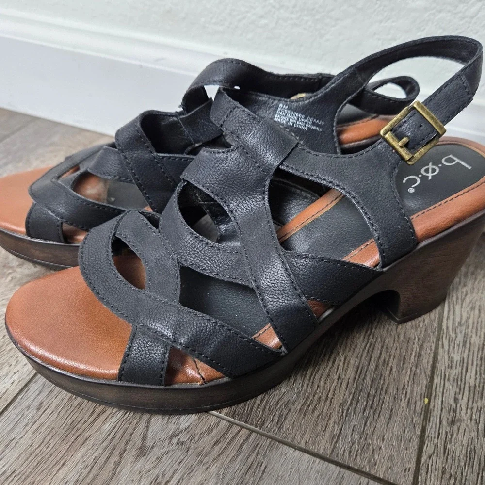BOC Born Concepts Leather like Strappy Platform Wedge Sandals Slingback Womens 8
